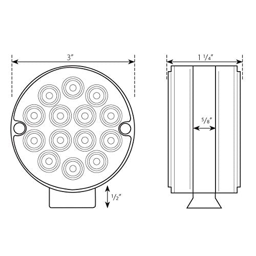 GG Grand General 75191 Amber/Amber 3 inches Double Face Pearl LED Pedestal Light, 14 High Power LEDs Per Side, 12V - color: Amber/Amber