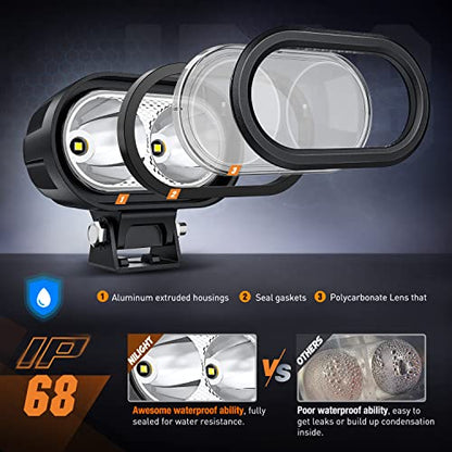 Nilight 2 PCS 4 Inch 2100LM Super Spotlight Motorcycle LED Pods - color: 2Pcs 20W 4Inch LED Spotlight w/16AWG Wiring Harness