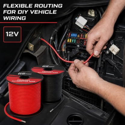 GS Power 10 Gauge Wire Automotive - 200ft CCA Primary 2 Spools - size: 10 Gauge-100 ft-Non-Bonded