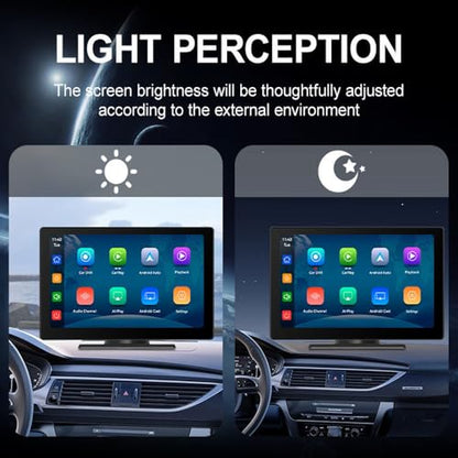 9'' Wireless Carplay Screen for Car Android Auto Monitor Display Screen Carplayer Receivers 4K Dash Cam IPS Car Touchscreen with 1080p Backup Camera Voice Control BT FM Mirror Link