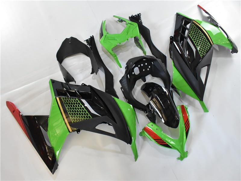 US STOCK Green Black Red Fairing Fit for Kawasaki Ninja 2013-2017 EX300 - color: 009 Green Black Red