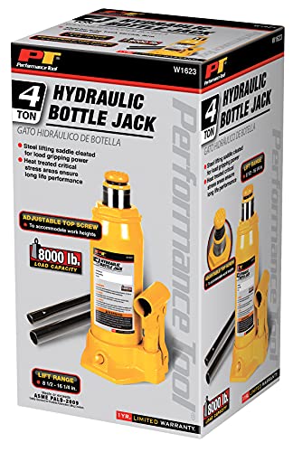 Performance Tool W1623 4-Ton (8,000 lbs.) Heavy Duty Hydraulic Bottle Jack - size: 4-Ton - Standard