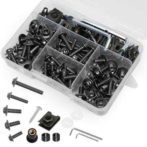 Titanium Motorcycle Fairing Bolt Kit 177Pcs, M5 M6 Stainless Steel - color: Titanium
