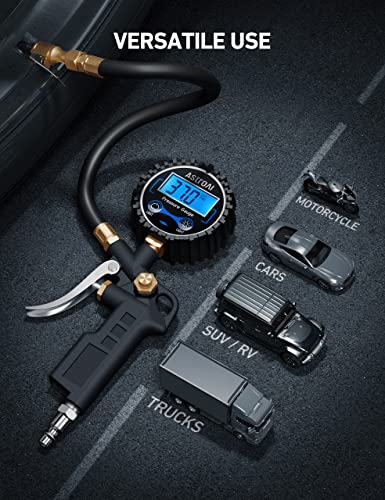 AstroAI Digital Tire Pressure Gauge with Inflator 3-250 PSI Fits 1/4" NPT - size: Standard, style: 2 Pack without case