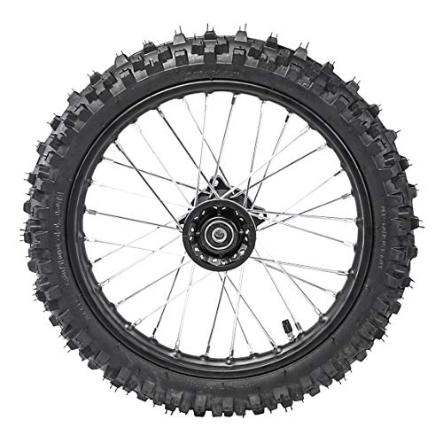 TDPRO Front 60/100-14 and Rear 80/100-12 Wheel Disc Brake Tires Rim With 12mm Bearing for Pit Dirt Bike - size: Front+Rear