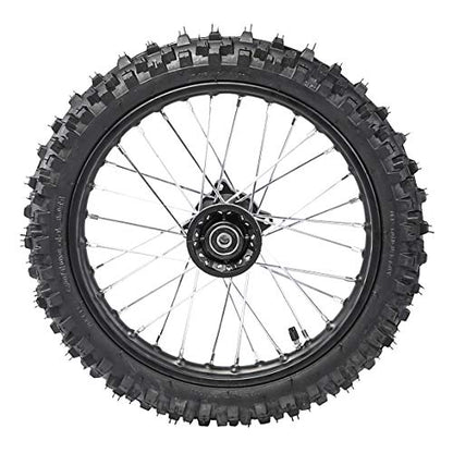 TDPRO Front 60/100-14 and Rear 80/100-12 Wheel Disc Brake Tires Rim With 12mm Bearing for Pit Dirt Bike - size: Front+Rear