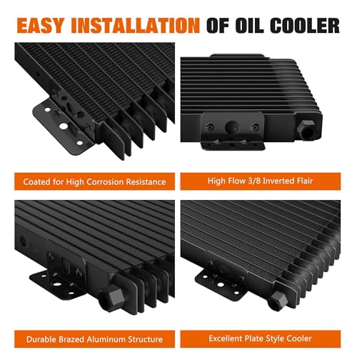 LPD47391 Low Pressure Drop 40k Transmission Oil Cooler Compatible with Tru Cool Heavy Duty 40,000 GVW Max Trans Cooler with Mounting Hardware (Black) - color: Black