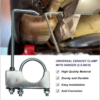 2.5" Exhaust Clamp With Hanger One-Piece Muffler Hanger, Pack of 1 - size: 2.5"-1 PACK（One-Piece)
