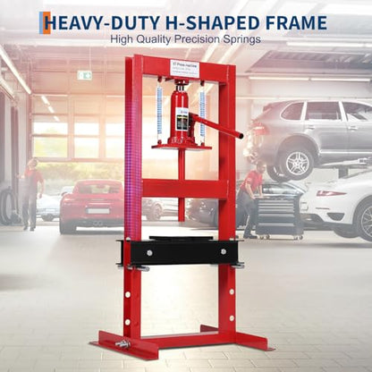 GAOMON Superior 6 Ton H-Frame Hydraulic Shop Press – Adjustable Height Benchtop Press with Movable Plates, Particulate Cover – Professional Steel Hydraulic Power Equipment for Garage, Auto Repair