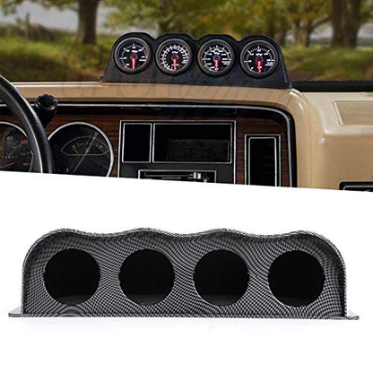 Universal 4 Hole Gauge Mount Holder Carbon Fiber Style Quadruple Dash Meter Pod Instrument Panel Cover for Auto Truck Boat Motorcycle ABS Plastic 52mm Hole Diameter 33.5 x 8.6cm