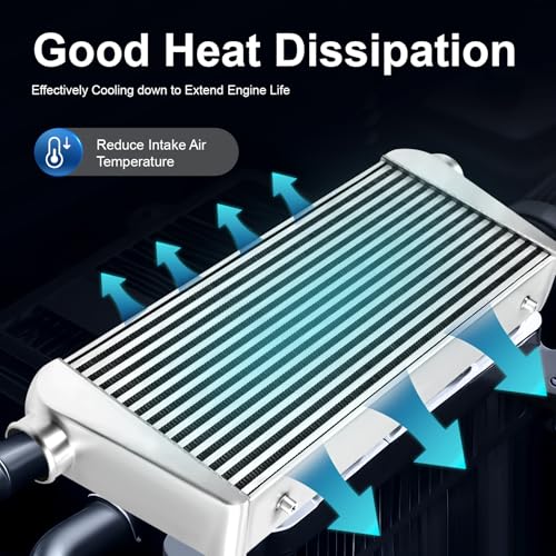 Universal Front Mount Intercooler, 3" Inlet/Outlet Aluminum Turbo Intercooler, Overall size 31"x12"x4", Coresize 24"x12"x3.5" (3" Inlet/Outlet, 31"x12"x4")