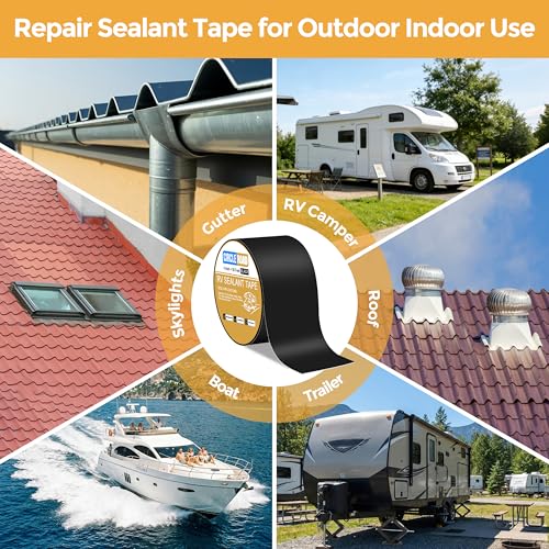 Butyl Sealant Waterproof Tape RV Roof Repair Tape Black, 4 Inch X 50 Feet - style: 4In-50FT Black