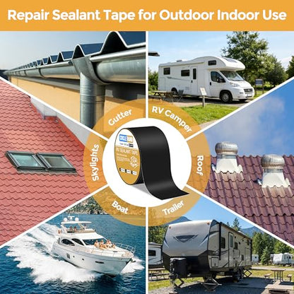 Butyl Sealant Waterproof Tape RV Roof Repair Tape Black, 4 Inch X 50 Feet - style: 4In-50FT Black