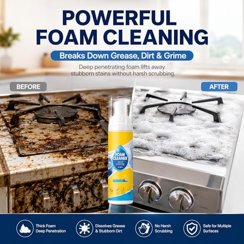 【2Pack】Foam Cleaner,4-in-1 Multi-Enzyme FoamCleaner,New Foam No-Rinse Cleaner,Multifunctional Foam-Cleaner Deep Cleaning Spray for Car Interior Leather Car Seat Cleaner,Kitchen Grease,Sofa Upholstery - color: 2 Pack: Foam Cleaner