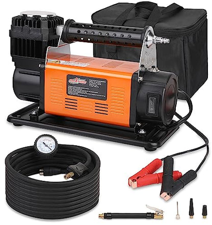 Heavy Duty Portable 12V Air Compressor Kit Inflate 6.35CFM (180L/ Min), Max 150PSI, Off-Road Air Compressor Kit for 4x4 Vehicle RV, Air Pump for ATVS Tire, for Car and SUV Tire