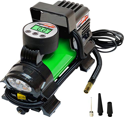 epauto 12V DC Portable Air Compressor Pump, Digital Tire Inflator - color: Green