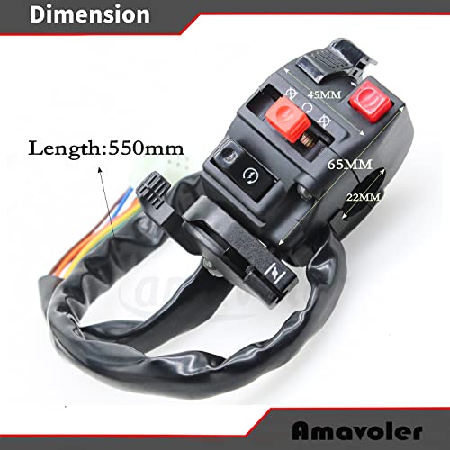 9 Wire 5 Function Left Starter Kill Light Choke Switch Assembly Fit for 150cc 200cc 250cc 300cc Coolster Roketa Yamoto Jetmoto Kazuma Loncin ATV Quad Etc.
