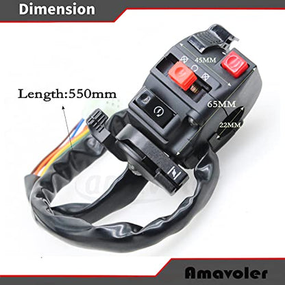 9 Wire 5 Function Left Starter Kill Light Choke Switch Assembly Fit for 150cc 200cc 250cc 300cc Coolster Roketa Yamoto Jetmoto Kazuma Loncin ATV Quad Etc.