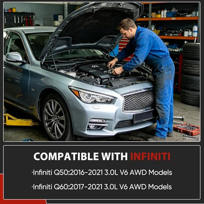 Upgraded 264-863 Red spray paint Aluminum Engine Oil Pan with Magnetic Drain Plug & Gasket Compatible with Q50 2016 2017 2018 2019 2020 2021 3.0L AWD, Q60 2017-2021 3.0L AWD