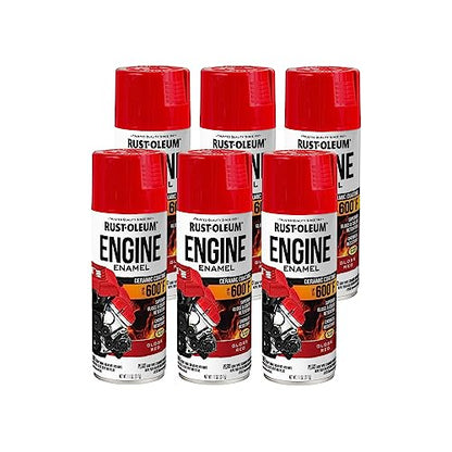 Rust-Oleum Automotive Engine Enamel Spray Paint, Gloss Red - color: Gloss Red, size: 11 Ounce (Pack of 6)