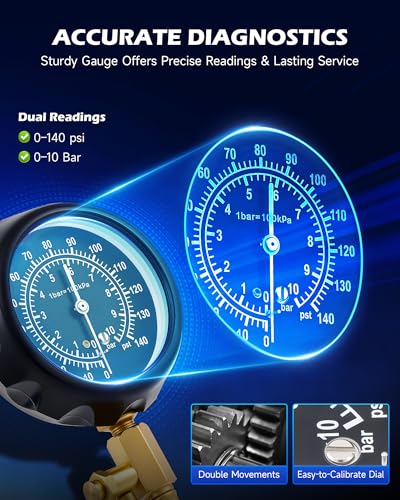 OMT Fuel Injection Pressure Tester Kit With 140 PSI Gauge, Quick Fittings