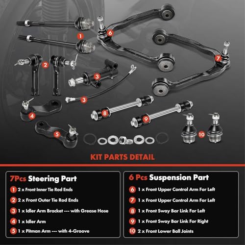 A-Premium 13Pcs Front Suspension Kit, Upper Control Arm, Sway Bar Link - style: 13Pcs Suspension Kit