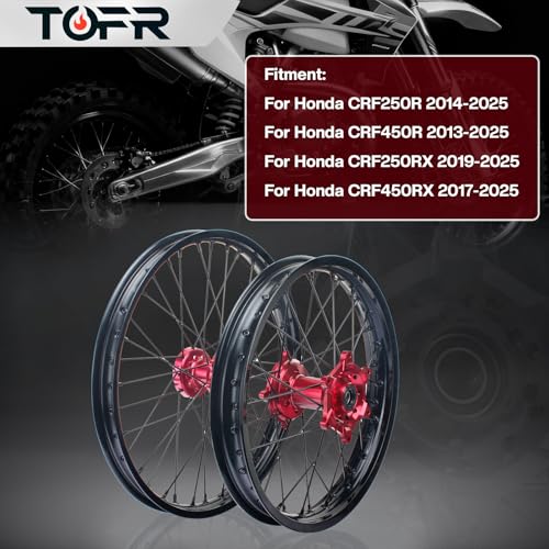 TOFR 21" 18" Wheels Rims for Honda CRF250R 2014-2025 CRF450R 2013-2025 - size: 21" 18" Front Rear