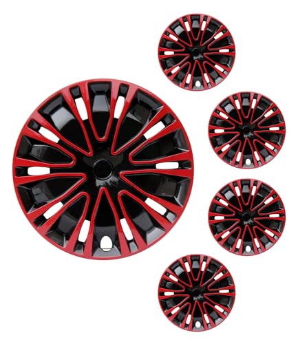 16 inch Hubcaps ABS Replacement for Steel Wheel（Non-Alloy） Snap-on Set of 4 - color: BK-Red-Black, size: 16-inch