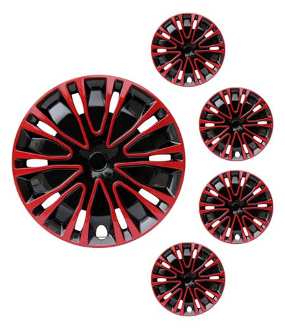 16 inch Hubcaps ABS Replacement for Steel Wheel（Non-Alloy） Snap-on Set of 4 - color: BK-Red-Black, size: 16-inch