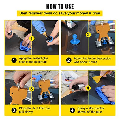 VEVOR Dent Puller Kit, 116 PCS Paintless Dent Repair Kit with Remover Tools, Golden Lifter & Glue Tabs for Car Dents, Door Ding Repair - size: 116PCS