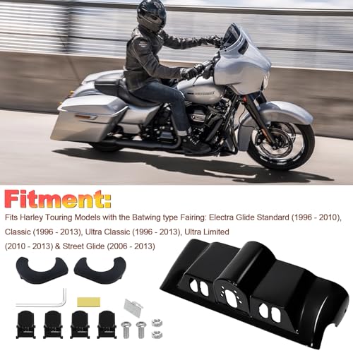Vivid Black ABS Inner Fairing with Switch Cap Kit for Harley Touring