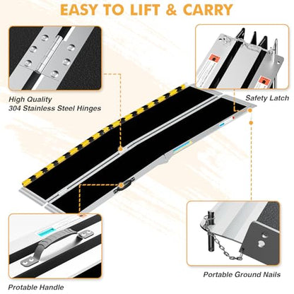 6ft Wheelchair Ramps for Home Steps, Non-Slip Aluminum Threshold Ramp, Foldable Handica Ramp for Wheelchairs in Home, Entry, Shed, Doorway, Curb, Stairs - size: 6FT Using Height 6"-18"