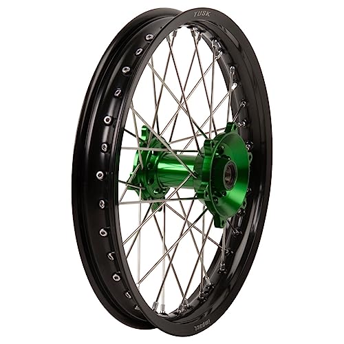 TUSK Impact Complete Rear Wheel Package 19 x 2.15 Black Rim/Silver Spoke/Green Hub for Kawasaki KX450 X 2021-2023