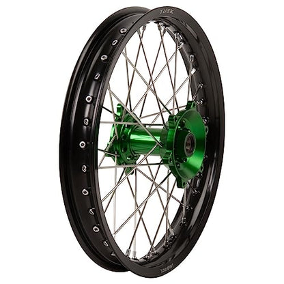 TUSK Impact Complete Rear Wheel Package 19 x 2.15 Black Rim/Silver Spoke/Green Hub for Kawasaki KX450 X 2021-2023
