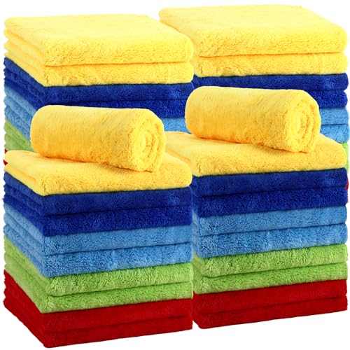 Shimeyao 30 Pcs 16 x 16 Inch Edgeless Microfiber Plush Towels for Cars Detailing Drying Wash Polishing Absorbent Cleaning Cloths, 500 GSM (Multicolor) - color: Multicolor, size: 16 x 16 Inch