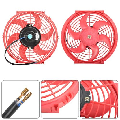 10" Electric Radiator Cooling Fan Assembly Kit 12V 80W，Red, 2 PCS - size: 10” -2PCS, style: Red