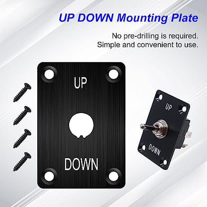 weideer Momentary Reverse Polarity Switch 12V 30A Motor Control RV Jack Switch DPDT 4 Pin (ON)-Off-(ON) UP DOWN Toggle Switch with Waterproof Cap Wires - color: BK-Toggle Switch-UP DOWN, size: Momentary