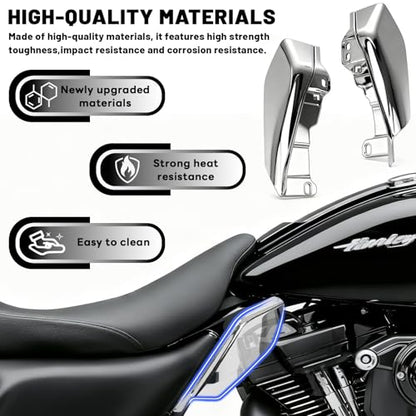 Heat Shields for Harley Davidson Touring Street Glide Road Glide Electra Glide Road King Ultra Limited Tri Glide CVO 2017-2024 2025, Gloss Chrome - color: Chrome