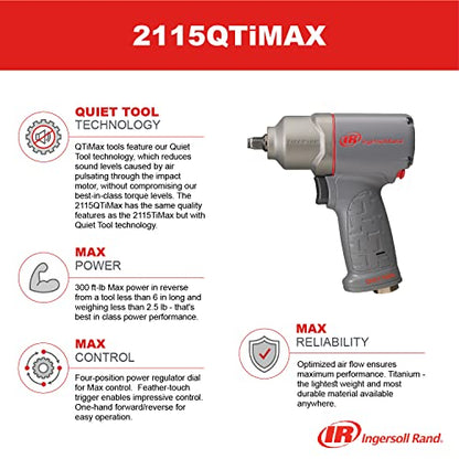 Ingersoll Rand 2115QTIMAX 3/8" Drive Air Impact Wrench - size: 3/8" Drive Quiet Tool