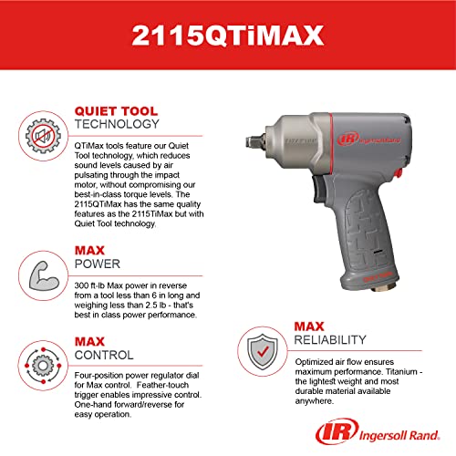 Ingersoll Rand 2115QTIMAX 3/8" Drive Air Impact Wrench - size: 3/8" Drive Quiet Tool