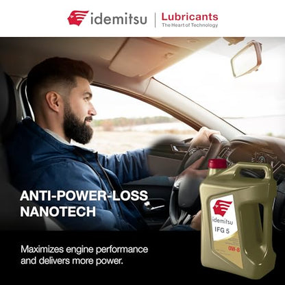Idemitsu IFG 5 0W-8 Full Synthetic Engine Oil – 5 Qt, Case of 4 - size: 5 Quart, Case of 4