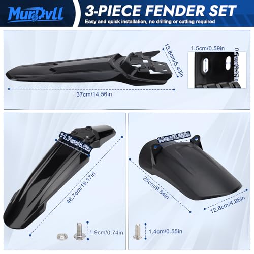 Front Rear Fender Set for Surron, Extended Rear Fender, Rear Shock Fender, 3PCS Mud Guards Mudguard Fender Compatible with Sur Ron Light Bee X S Segway X160 X260 Motorcycle Electric Dirt Bike Black - style: Front Rear Fender kit