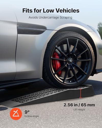 VEVOR Car Ramps, 4 PCS 20000 lbs GVW Capacity, 2.56 in Lift Height, Portable Low Profile Car Service Ramps for Home Garage Maintenance & Oil Changes, Heavy Duty for Low Chassis Vehicle & Support Jack - size: 2.6*27.5inch