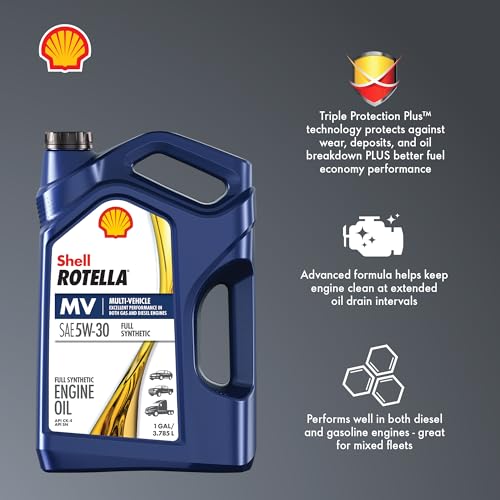 Shell Rotella MV Multi-Vehicle Full Synthetic 5W-30 Diesel Engine Oil, 1 Gallon (3 Pack) - style: 3-Pack