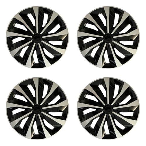 14 inch Hubcaps ABS Replacement for Steel Wheel（Non-Alloy） Snap-on Set of 4 - color: TT-Silver-Black, size: 14-inch