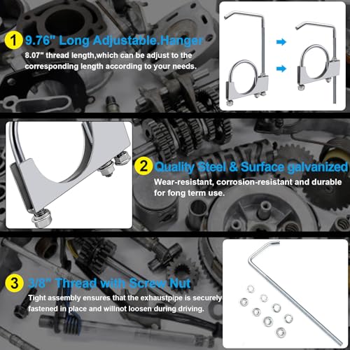 3" Universal Exhaust Clamp with Hanger,Made of Heavy-Duty Steel Clamp with Rear Muffler Hanger Exhaust Pipe,Exhaust System Hanger Car Truck Exhaust Pipe,2PCS (2Pcs 3 Inch) - size: 2Pcs 3.0Inch