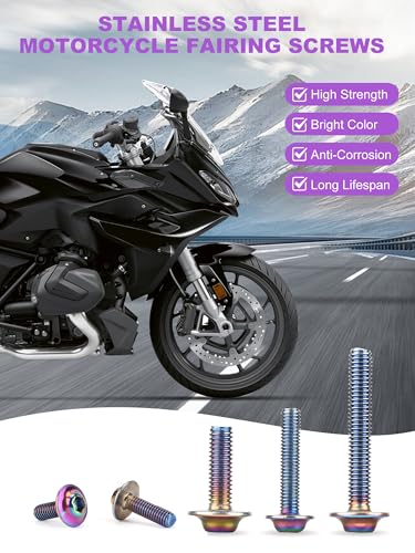 Motorcycle Fairing Bolt Kit Colorful, 195Pcs Stainless Steel M5 M6 - color: colorful