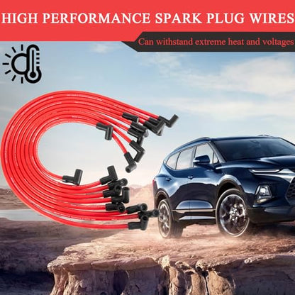HOOTO High Performance 10.5mm Spark Plug Wires Set Fit for HEI BBC SBC 350 454 383 Electronic