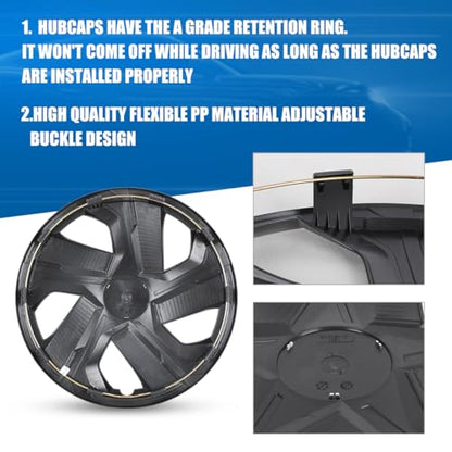 Winjet 15 Inch Premium Hubcaps Wheel Cover Replacement R15 Hub Caps,Auto Tire Replacement Exterior Cap,Universal Wheel Rim Cover Snap On Car Truck SUV (15 Inch,Set of 4) - color: Black Lacquer(5180-B-15), size: 15 inch
