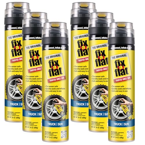 Fix-A-Flat S60369-6PK Aerosol Emergency Flat Tire Repair and Inflator, for X-Large Tires, Eco-Friendly Formula, Universal Fit for All Cars, Trucks and SUVs, 24 oz. (Pack of 6) - size: Truck / SUV (Pack of 6)